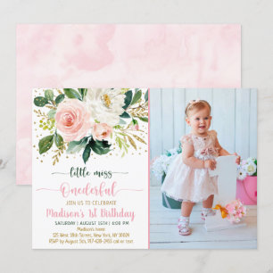 Miss Onederful Boho Floral Birthday Kaart
