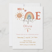 Miss ONEderful meisje 1e verjaardag uitnodiging (Voorkant)