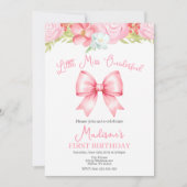 Miss Onederful Pink Bow First Birthday Invitation (Devant)