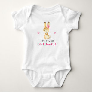 Miss Onederful Sweet Bunny Eerste 1e verjaardag Me Romper