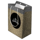 Miss Pageant Tiara Crown Gold FX GlitterGift Bag Medium Cadeauzakje (Achterkant Gekanteld)