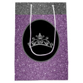 Miss Pageant Tiara Crown Paars FX GlitterGift Bag Medium Cadeauzakje (Achterkant)