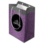 Miss Pageant Tiara Crown Paars FX GlitterGift Bag Medium Cadeauzakje (Achterkant Gekanteld)