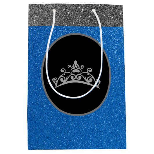 Miss Pageant Tiara Crown Royal FX Glitter Gift Bag Medium Cadeauzakje (Voorkant)
