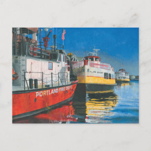 Miss Portland brandweervaartuig en Casco Bay veerb Briefkaart