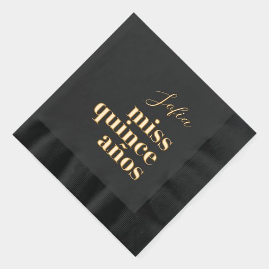 Miss Quince Años Zwart en Goud Folie Servetten (Rechts)
