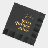 Miss Quince Años Zwart en Goud Folie Servetten (Links)