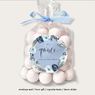 Miss Quince, Spaans, Blauwe bloemenkrans Ronde Sticker