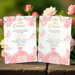 Miss Quince uitnodiging Tweetalige roze jurk Bloem