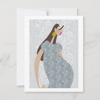 Miss Robin Hazen in haar tuinfashion-artcard Feestdagenkaart