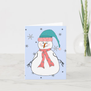 Miss Snowman, Sneeuwende Sneeuw grillig primitief Feestdagen Kaart