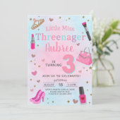 Miss Threenager fille 3ème anniversaire invitation (Debout devant)