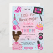 Miss Threenager girl 3rd third birthday invitation (Devant / Derrière)
