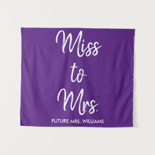 Miss to Mrs Achtergrond Paarse & Wit Vrijgezellenf Wandkleed