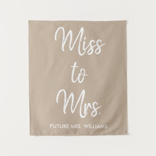 Miss to Mrs Backdrop Tan Vrijgezellenfeest Photo B Wandkleed (Voorkant)
