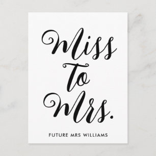 Miss to Mrs Banner Moderne Bruidsfeest Prop Briefkaart