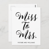 Miss to Mrs Banner Moderne Bruidsfeestandaard Briefkaart (Voorkant / Achterkant)