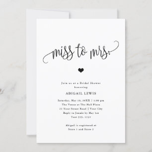 Miss to Mrs Black/White Vrijgezellenfeest Kaart