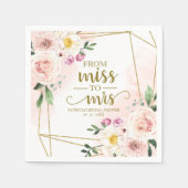 Miss to Mrs Blush Bloemrijke Geometrische Bruiloft Servet (Voorkant)