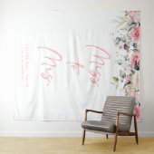 Miss to Mrs Blush Floral Vrijgezellenfeest Achterg Wandkleed (In Situ (horizontaal))