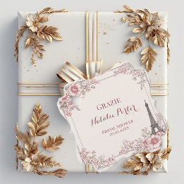 Miss to Mrs Bridal Shower Paris Eiffel Tower Flora Bedankjes Labels