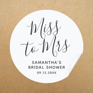 Miss to Mrs Bruidsfeest Minimalistische Boho Bruil Ronde Sticker
