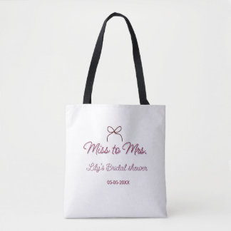 Miss to Mrs bruiloftsborrel voeg naam datum jaar b Draagtas