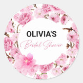 Miss to Mrs Bruiloftswaterverf Roze Flora Ronde Sticker (Voorkant)