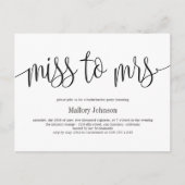 Miss to Mrs Calligraphy Uitnodiging voor de huweli (Voorkant)