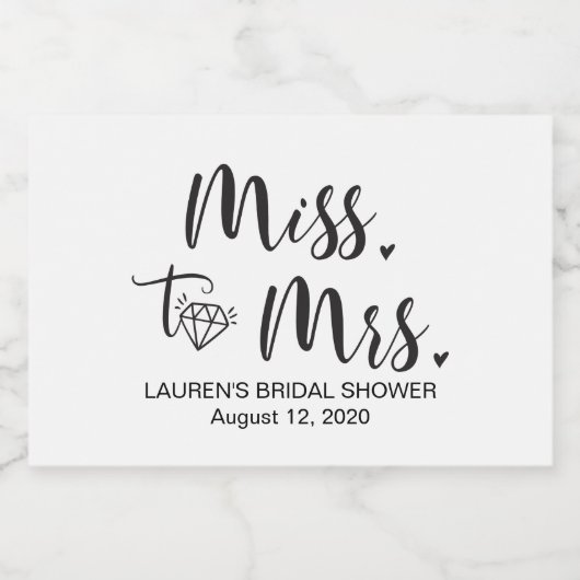 Miss to Mrs Mini Mousserende Wijn Flesje Etiket (Enkel label)