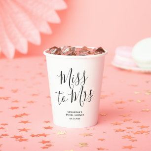 Miss to Mrs Modern Chic Bruiloftsfeest Papieren Bekers