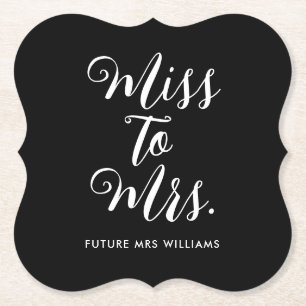 Miss to Mrs Moderne Bruiloftsfeest  Kartonnen Onderzetters