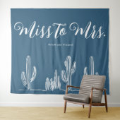 Miss to Mrs Moderne Donkerblauwe Cactus Bacheloret Wandkleed (In Situ (horizontaal))