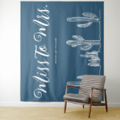 Miss to Mrs Moderne Donkerblauwe Cactus Bacheloret Wandkleed (In situ)