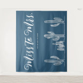 Miss to Mrs Moderne Donkerblauwe Cactus Bacheloret Wandkleed (Voorkant)