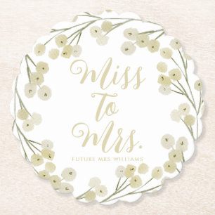 Miss to Mrs Moderne Elegante Bruiloftsshower Kartonnen Onderzetters
