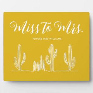 Miss to Mrs Moderne Mosterd Cactus Bachelorette Fotoplaat