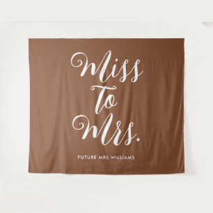 Miss to Mrs Retro Vintage Bruine Huwelijksaanzoek Wandkleed