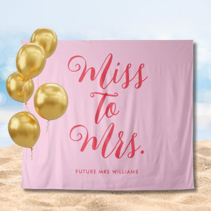 Miss to Mrs Schattige Roze en Rode Bachelorette Ba Wandkleed