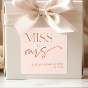 Miss To Mrs Tan Bruine Boho Boheemse Bruiloftsuitn Vierkante Sticker