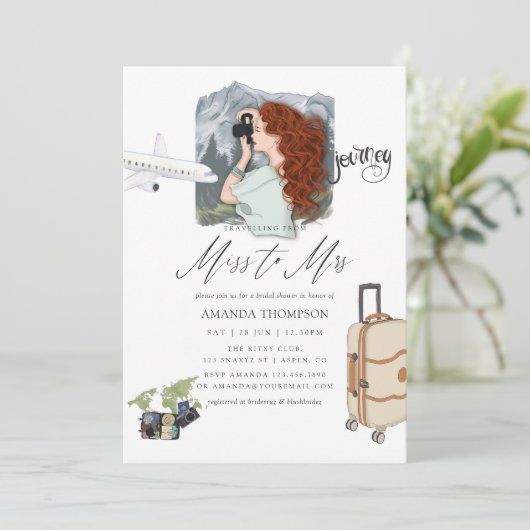 Miss to Mrs Travel Bridal Shower Uitnodiging (Staand voorkant)