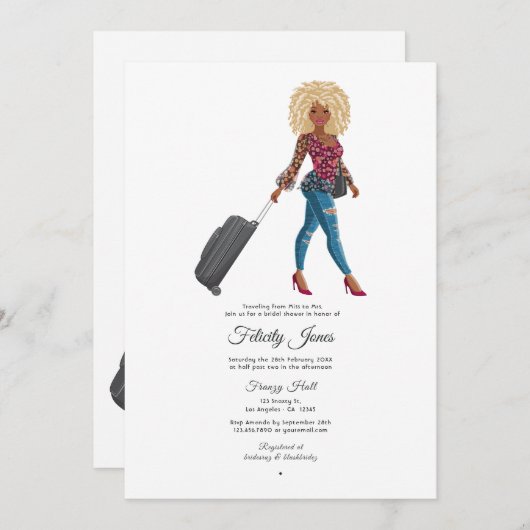 Miss to Mrs Travel Bridal Shower Uitnodiging (Voorkant / Achterkant)