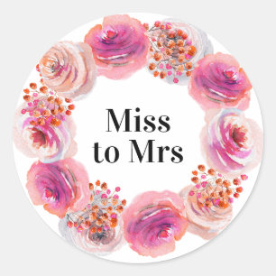 Miss to Mrs Vrijgezellenfeest Bright Floral Ronde Sticker
