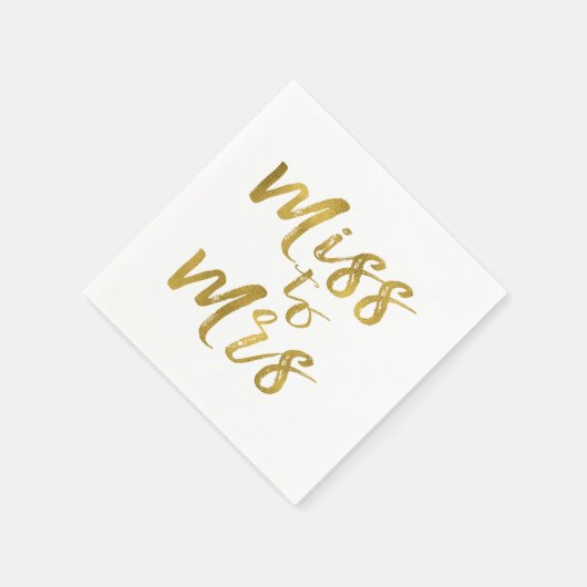 Miss to Mrs Vrijgezellenfeest Gold Foil Script Servetten (Hoek)