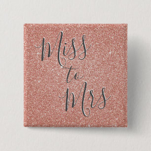 Miss to Mrs Vrijgezellenfeest Party Roos Gold Spar Vierkante Button 5,1 Cm