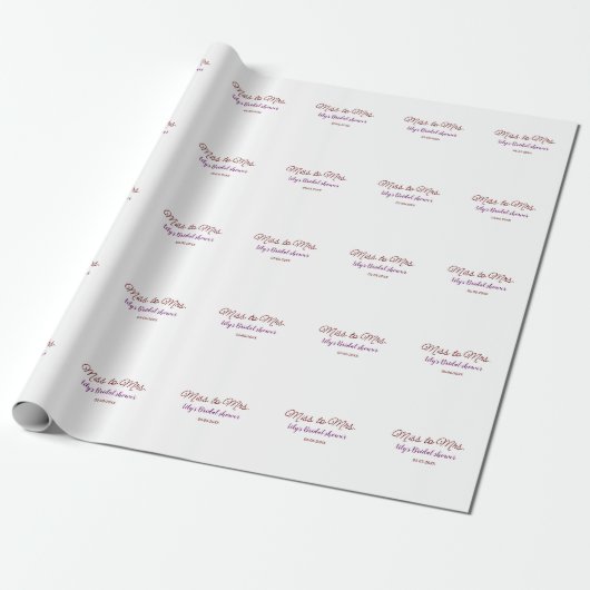 Miss to Mrs vrijgezellenfeest Voeg naam toe datum  Cadeaupapier (Uitgerold)