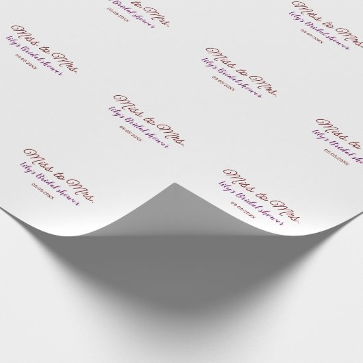 Miss to Mrs vrijgezellenfeest Voeg naam toe datum  Cadeaupapier (Hoek)