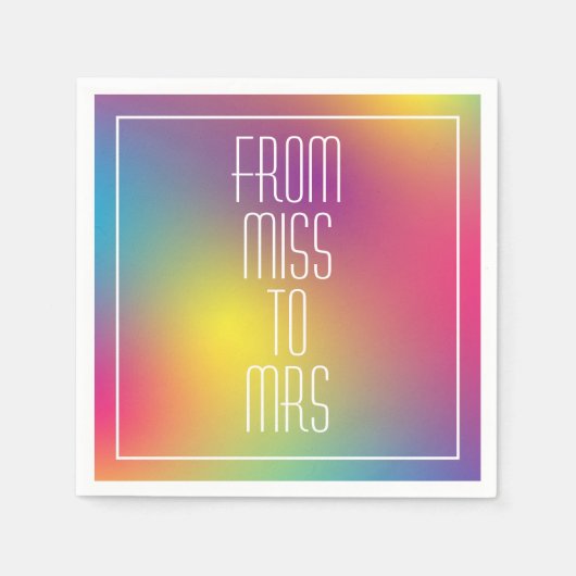 Miss tot Mrs Modern Holografische Bruiloftsborrel Servet (Voorkant)