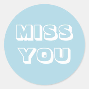 Miss U, lichtblauw wit, modern vet Ronde Sticker