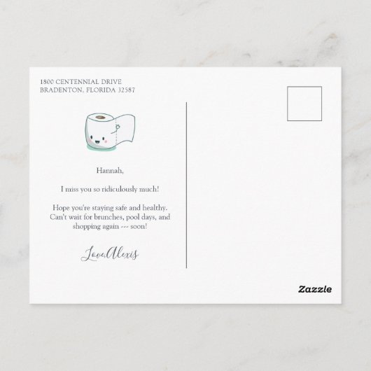 Miss U meer dan toiletpapier Briefkaart (Achterkant)